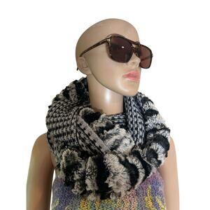 Collection Eighteen (Collection XIIX) faux fur and knit infinity scarf blackgray